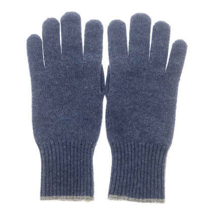 【新品】ブルネロクチネリ Brunello Cucinelli カシミヤ 手袋 ニットグローブ ライトネイビーxグレー【 S（紙タグ表記） 】【 状態ランクN 】【 メンズ 】