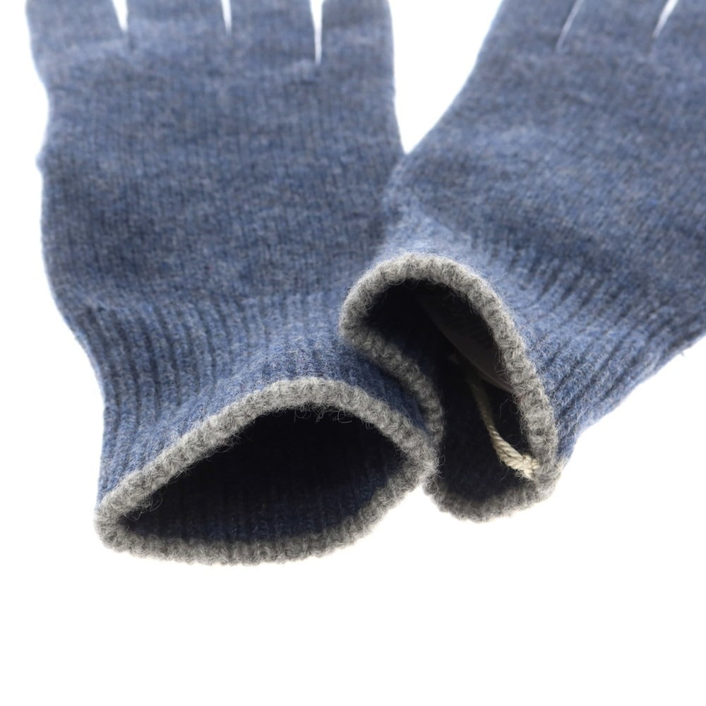【新品】ブルネロクチネリ Brunello Cucinelli カシミヤ 手袋 ニットグローブ ライトネイビーxグレー【 S（紙タグ表記） 】【 状態ランクN 】【 メンズ 】