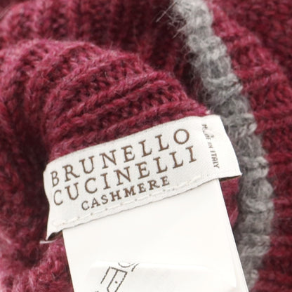 【新品】ブルネロクチネリ Brunello Cucinelli カシミヤ 手袋 ニットグローブ ワインレッドxグレー【 M 】【 状態ランクN 】【 メンズ 】