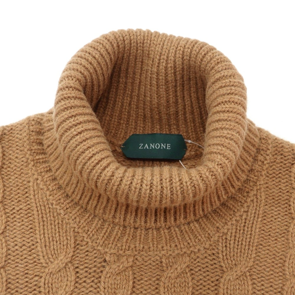 【新品】ザノーネ ZANONE ケーブル編み アルパカウール タートルネック プルオーバーニット ライトブラウン【 48 】【 状態ランクN 】【 メンズ 】
