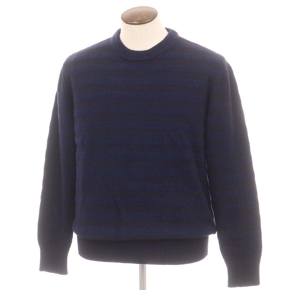 【新品】ザノーネ ZANONE ウール ボーダー クルーネック プルオーバーニット ネイビーxダークネイビー【 52 】【 状態ランクN 】【 メンズ 】