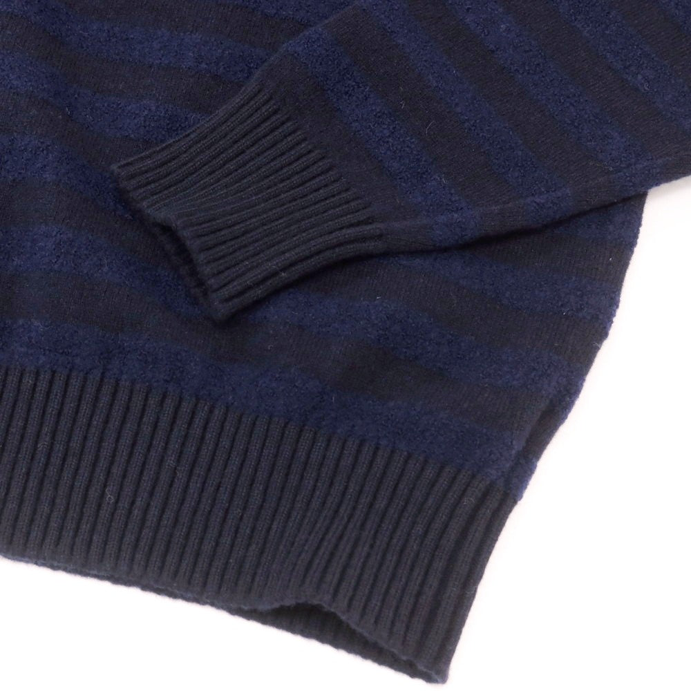 【新品】ザノーネ ZANONE ウール ボーダー クルーネック プルオーバーニット ネイビーxダークネイビー【 52 】【 状態ランクN 】【 メンズ 】