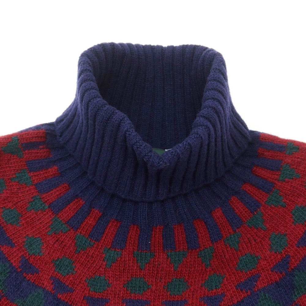 【新品】ザノーネ ZANONE ウール ノルディック柄 タートルネック プルオーバーニット ネイビーxレッド【 48 】【 状態ランクN 】【 メンズ 】