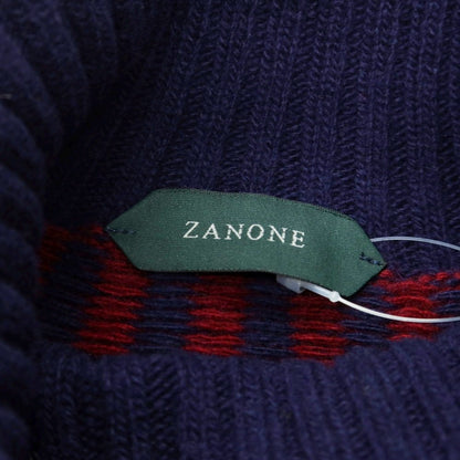 【新品】ザノーネ ZANONE ウール ノルディック柄 タートルネック プルオーバーニット ネイビーxレッド【 48 】【 状態ランクN 】【 メンズ 】