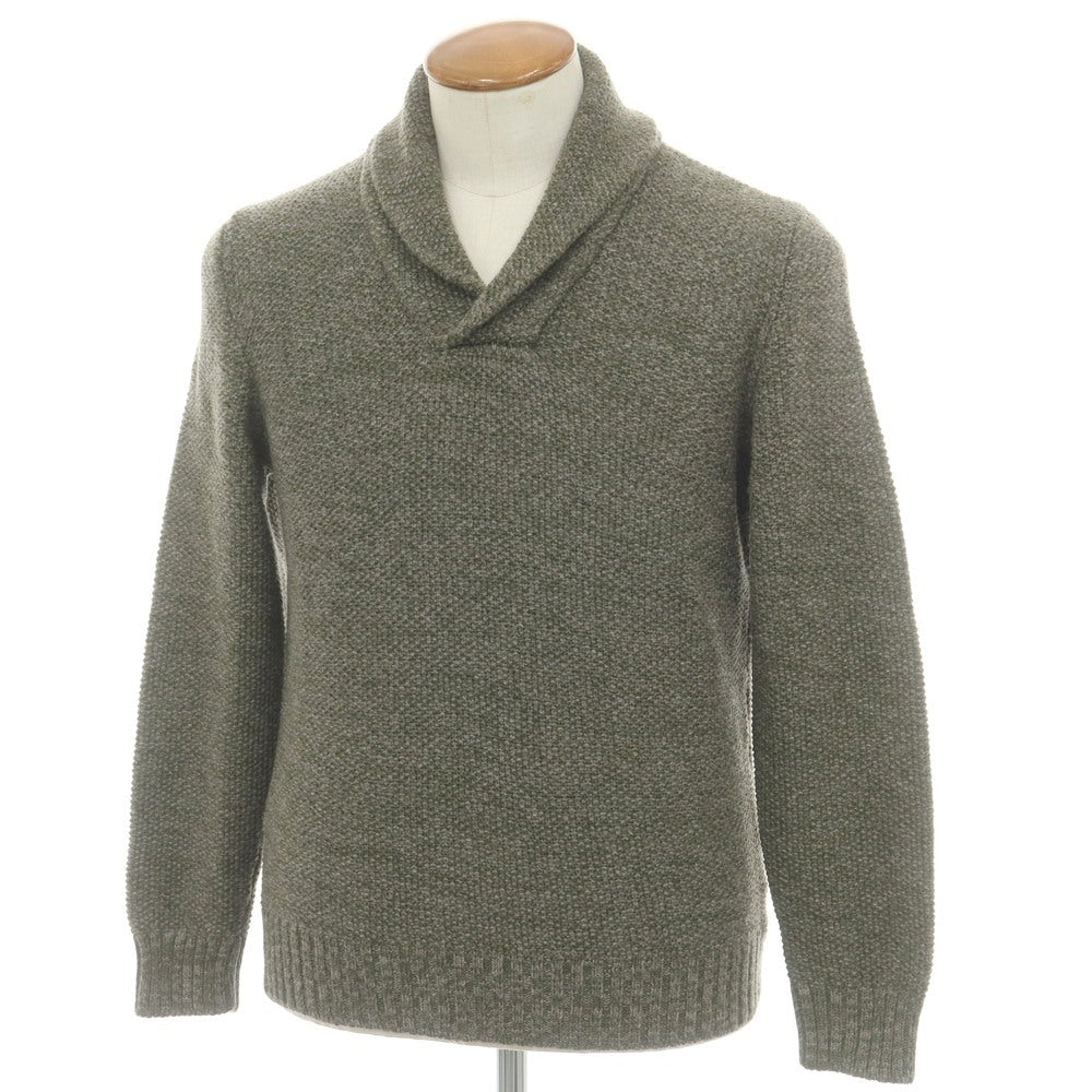 【新品】ザノーネ ZANONE ウール ショールカラー プルオーバーニット オリーブxグレー【 46 】【 状態ランクN 】【 メンズ 】