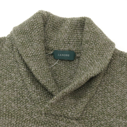 【新品】ザノーネ ZANONE ウール ショールカラー プルオーバーニット オリーブxグレー【 46 】【 状態ランクN 】【 メンズ 】