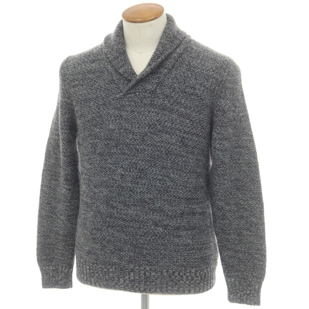 【新品】ザノーネ ZANONE ウール ショールカラー プルオーバーニット グレーxネイビー【 46 】【 状態ランクN 】【 メンズ 】
