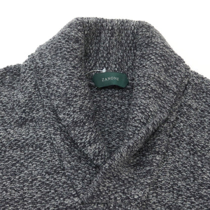 【新品】ザノーネ ZANONE ウール ショールカラー プルオーバーニット グレーxネイビー【 46 】【 状態ランクN 】【 メンズ 】