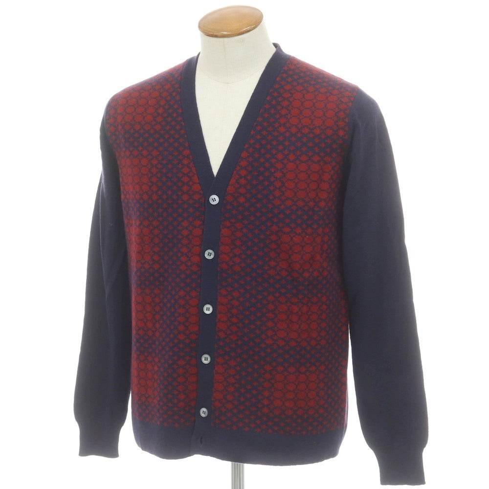【新品】ザノーネ ZANONE ウール ニット カーディガン ネイビーxレッド【 48 】【 状態ランクN 】【 メンズ 】