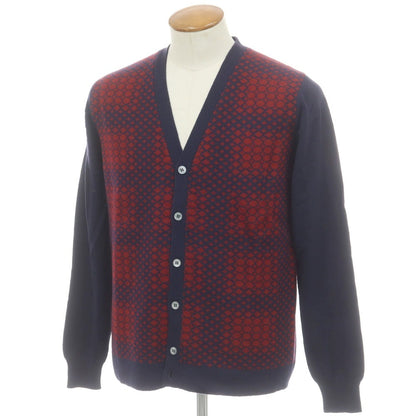 【新品】ザノーネ ZANONE ウール ニット カーディガン ネイビーxレッド【 48 】【 状態ランクN 】【 メンズ 】