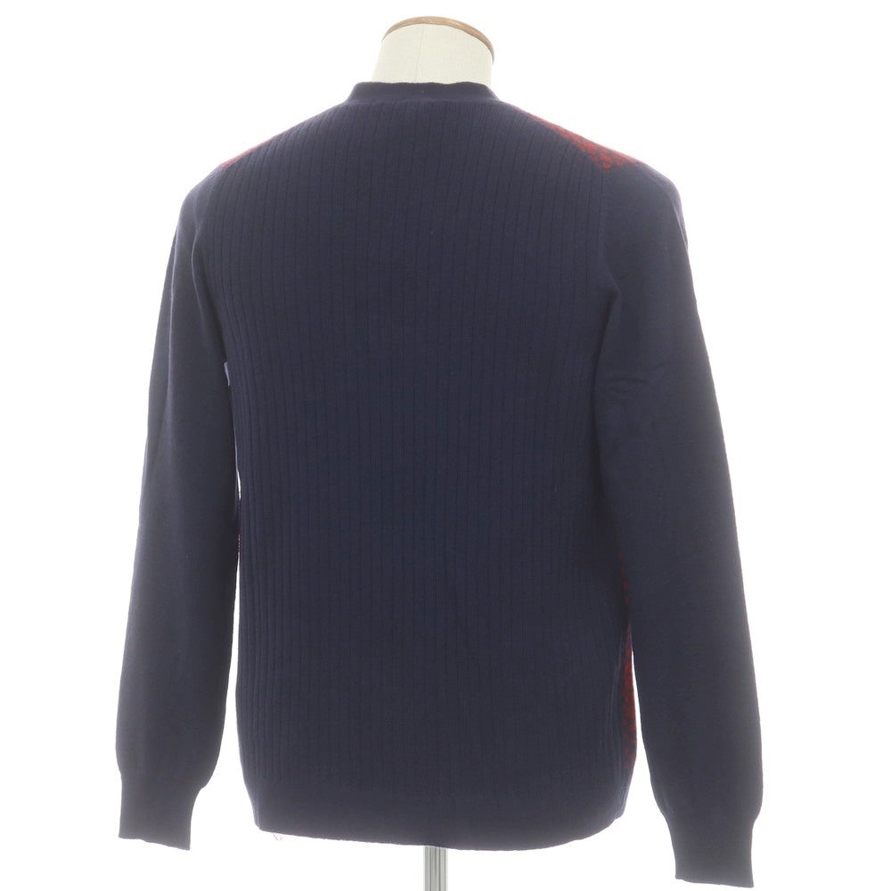 【新品】ザノーネ ZANONE ウール ニット カーディガン ネイビーxレッド【 48 】【 状態ランクN 】【 メンズ 】