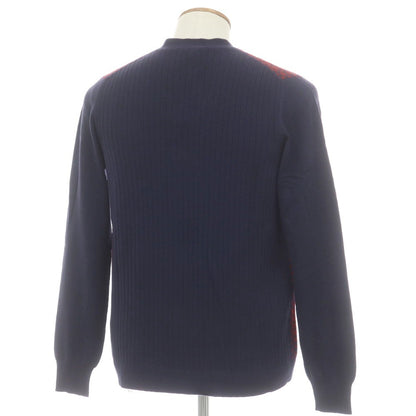 【新品】ザノーネ ZANONE ウール ニット カーディガン ネイビーxレッド【 48 】【 状態ランクN 】【 メンズ 】