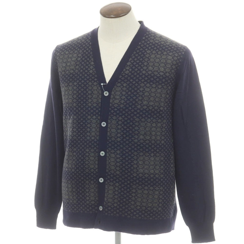 【新品】ザノーネ ZANONE ウール ニット カーディガン ネイビーxグレー【 52 】【 状態ランクN 】【 メンズ 】