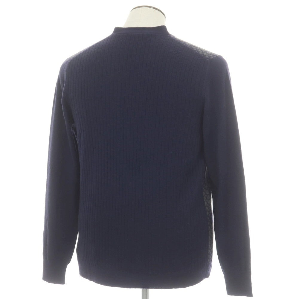 【新品】ザノーネ ZANONE ウール ニット カーディガン ネイビーxグレー【 52 】【 状態ランクN 】【 メンズ 】