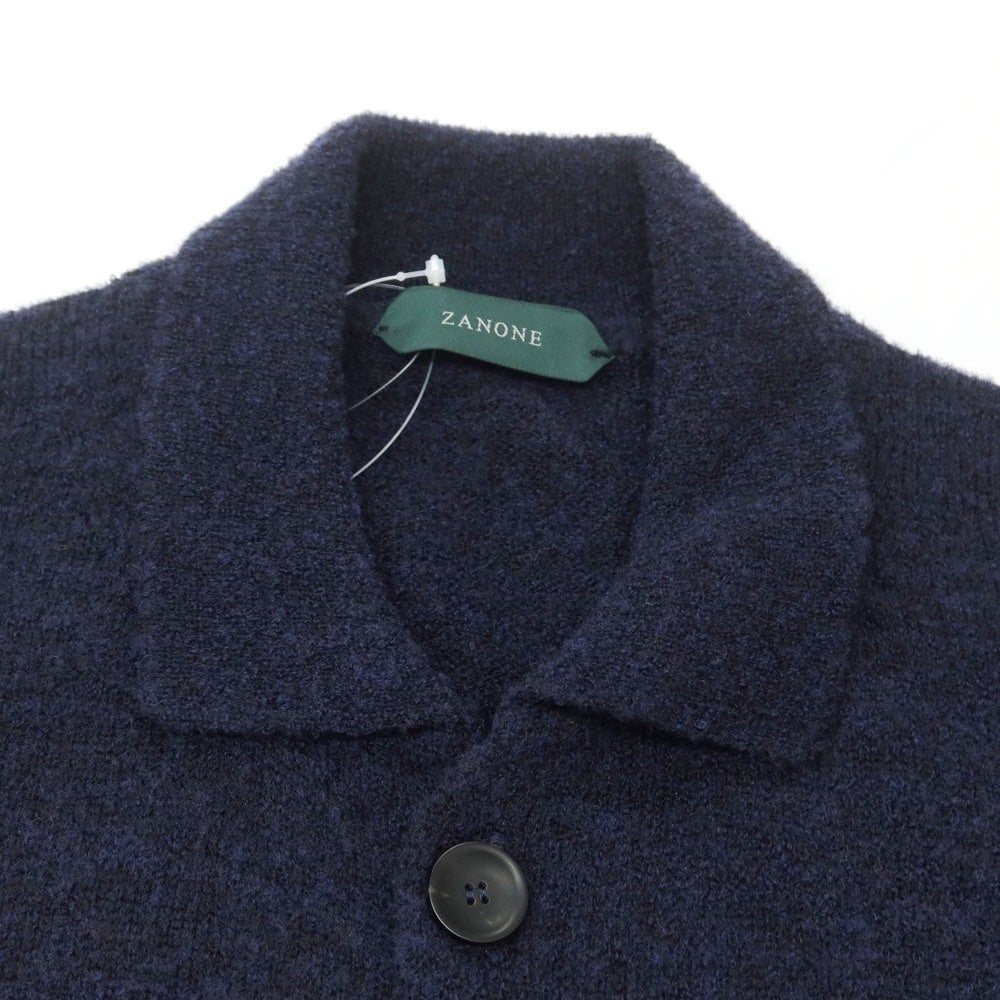 【新品】ザノーネ ZANONE ウールナイロン 襟付き ニット カーディガン ネイビー【 50 】【 状態ランクN 】【 メンズ 】