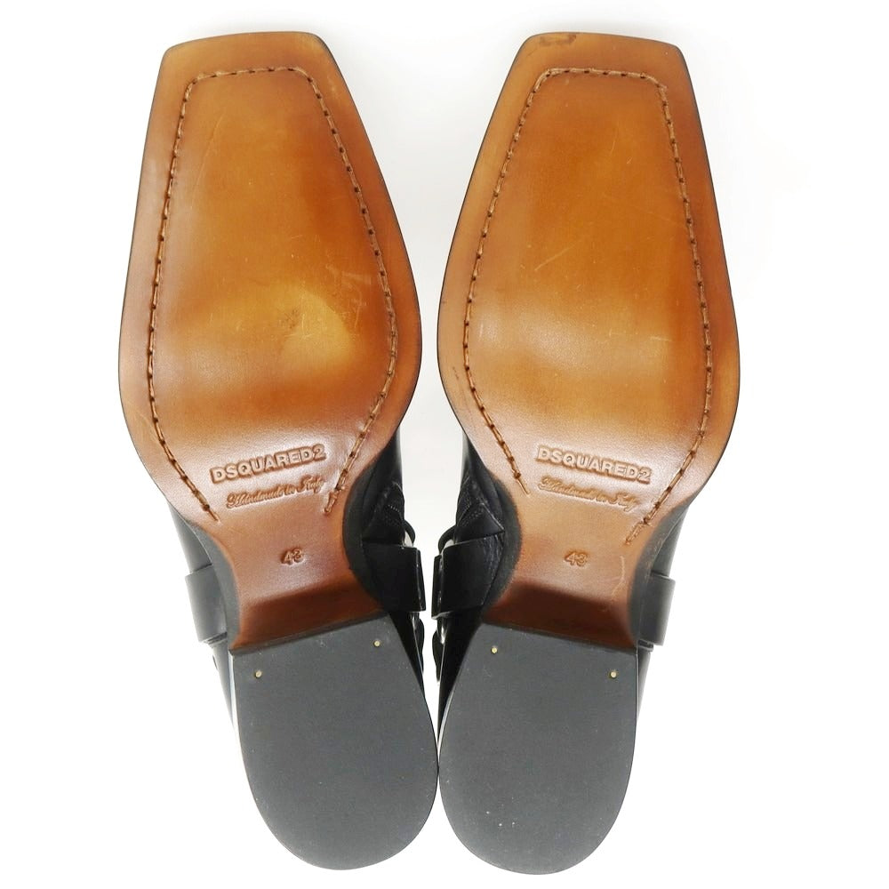 【新品】ディースクエアード DSQUARED2 レザー リングブーツ ブラック【 43 】【 状態ランクN 】【 メンズ 】