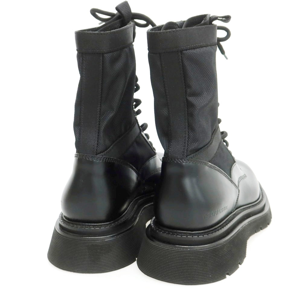 【新品】ディースクエアード DSQUARED2 レザー コンバットブーツ ブラック【 43 】【 状態ランクN 】【 メンズ 】 [BPD]