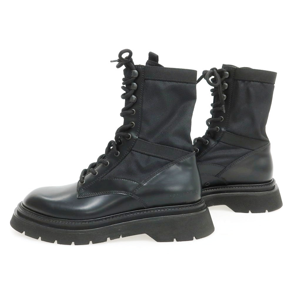 【新品】ディースクエアード DSQUARED2 レザー コンバットブーツ ブラック【 43 】【 状態ランクN 】【 メンズ 】 [BPD]