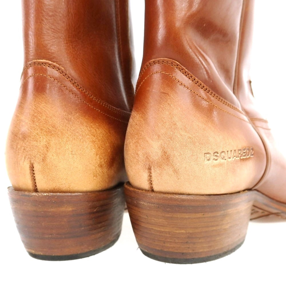 【新品】ディースクエアード DSQUARED2 レザー ウエスタンブーツ ブラウン【 43 】【 状態ランクN 】【 メンズ 】 [BPD]