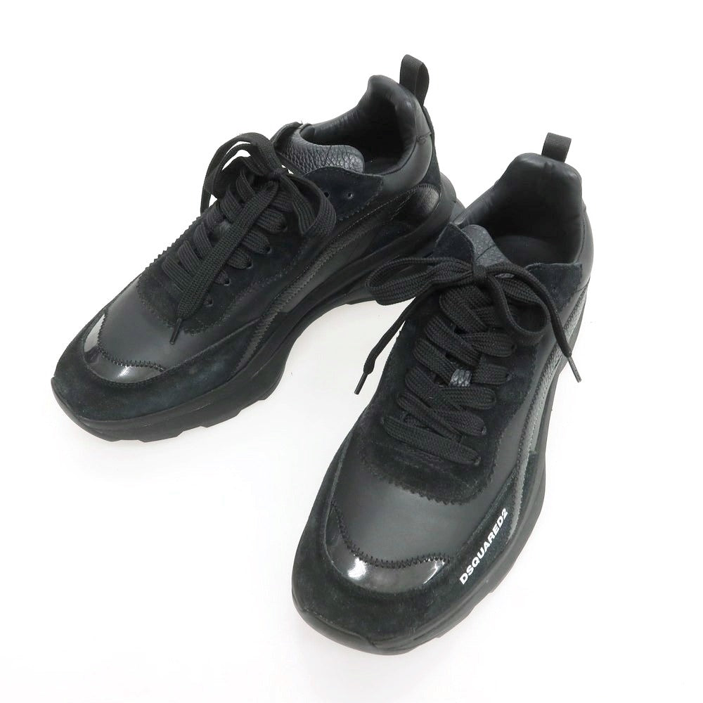 【新品】ディースクエアード DSQUARED2 Slash レザー スニーカー ブラック【 43 】【 状態ランクN 】【 メンズ 】
