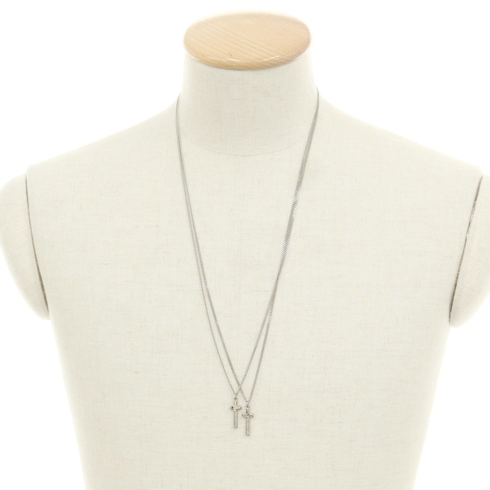 【新品】ディースクエアード DSQUARED2 2連 クロス ネックレス シルバー【 状態ランクN 】【 メンズ 】