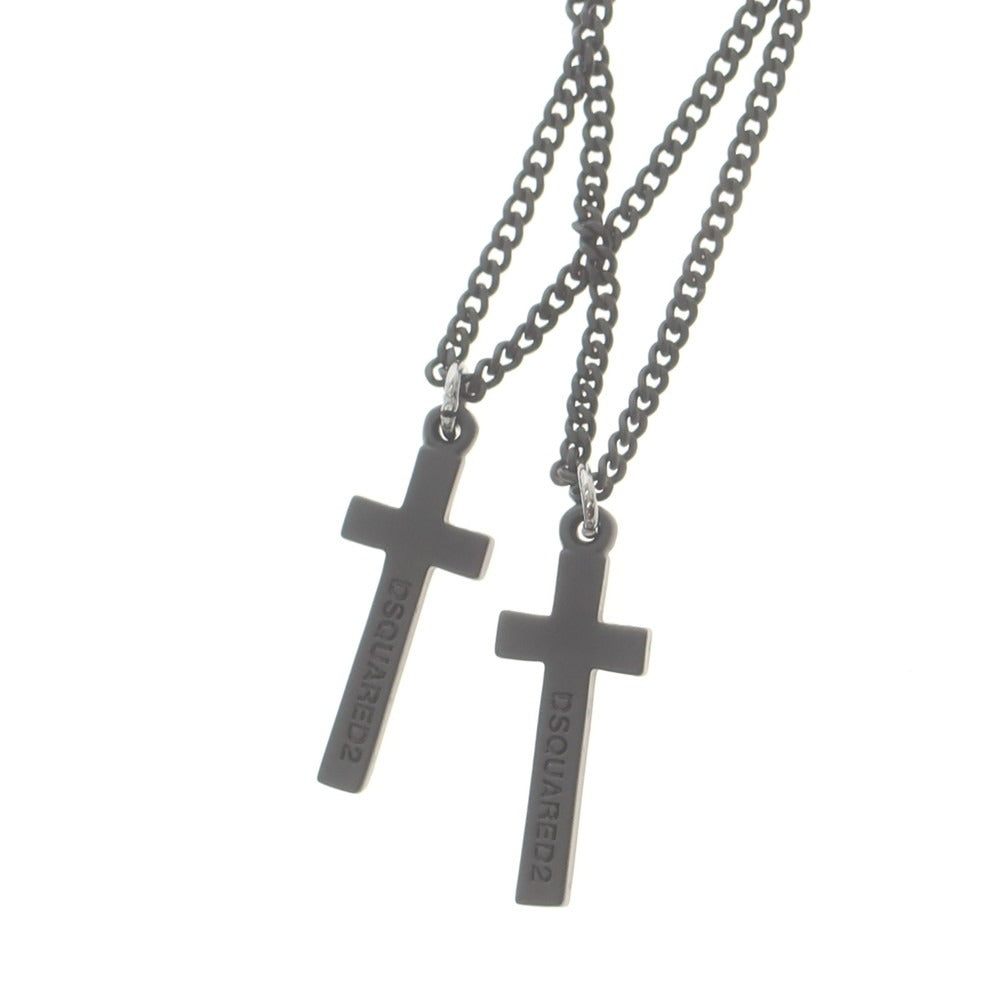 【新品】ディースクエアード DSQUARED2 2連 クロス ネックレス ブラック【 状態ランクN 】【 メンズ 】