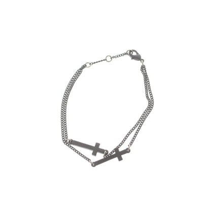 【新品】ディースクエアード DSQUARED2 2連 クロス ブレスレット ブラック【 S 】【 状態ランクN 】【 メンズ 】