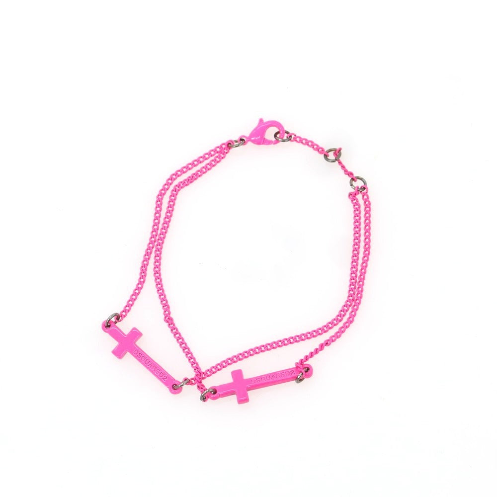 【新品】ディースクエアード DSQUARED2 2連 クロス ブレスレット ピンク【 S 】【 状態ランクN 】【 メンズ 】