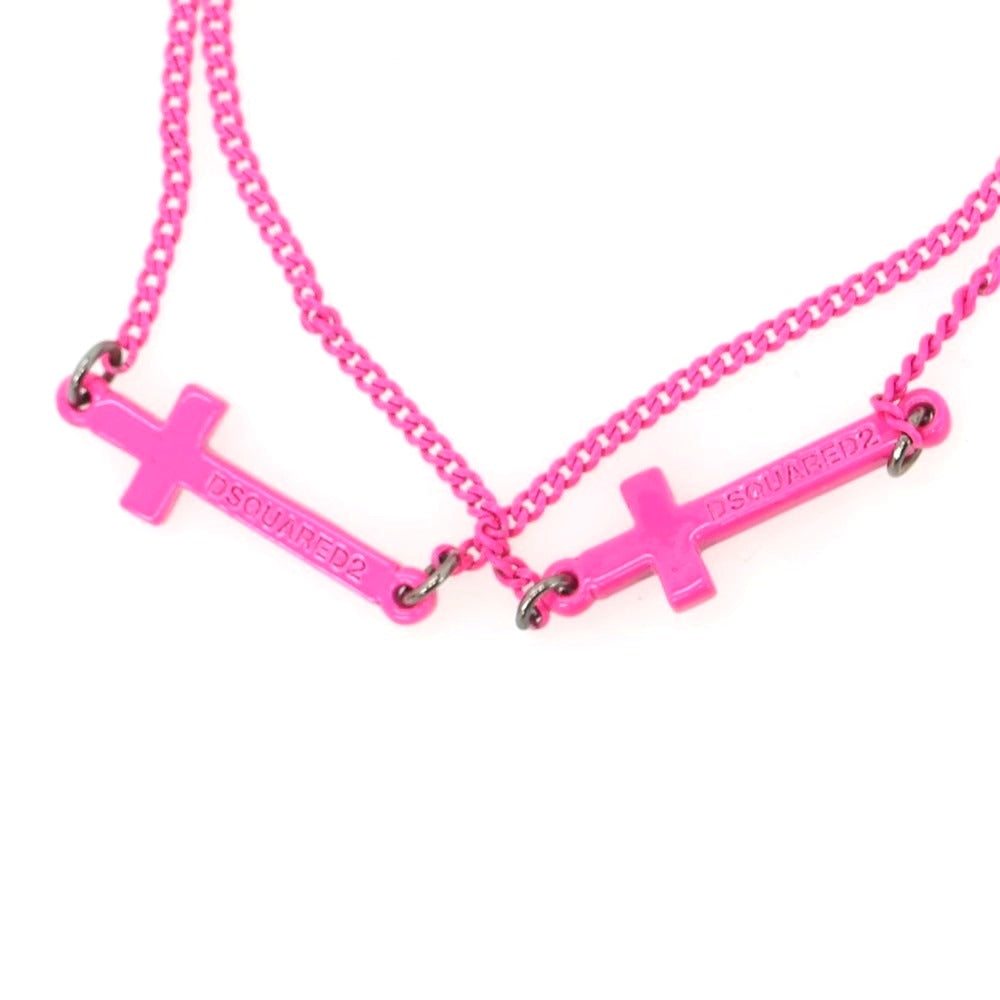 【新品】ディースクエアード DSQUARED2 2連 クロス ブレスレット ピンク【 S 】【 状態ランクN 】【 メンズ 】