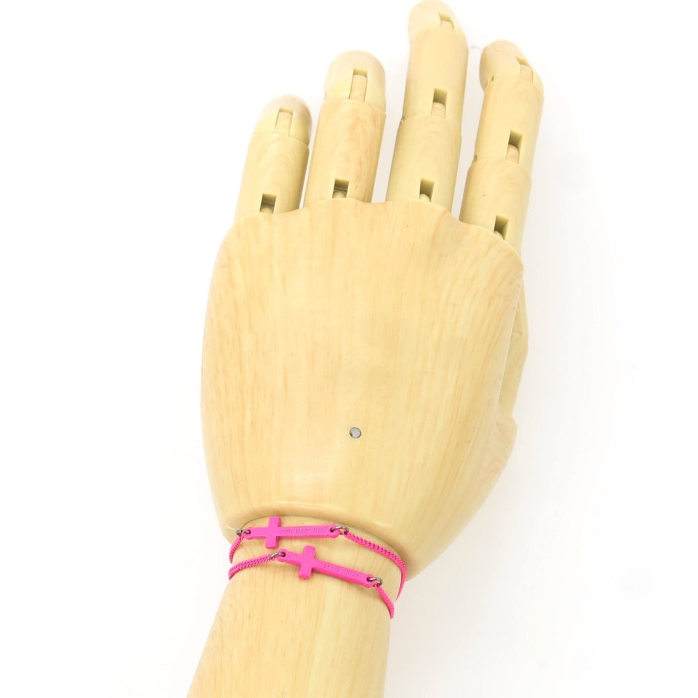 【新品】ディースクエアード DSQUARED2 2連 クロス ブレスレット ピンク【 L 】【 状態ランクN 】【 メンズ 】