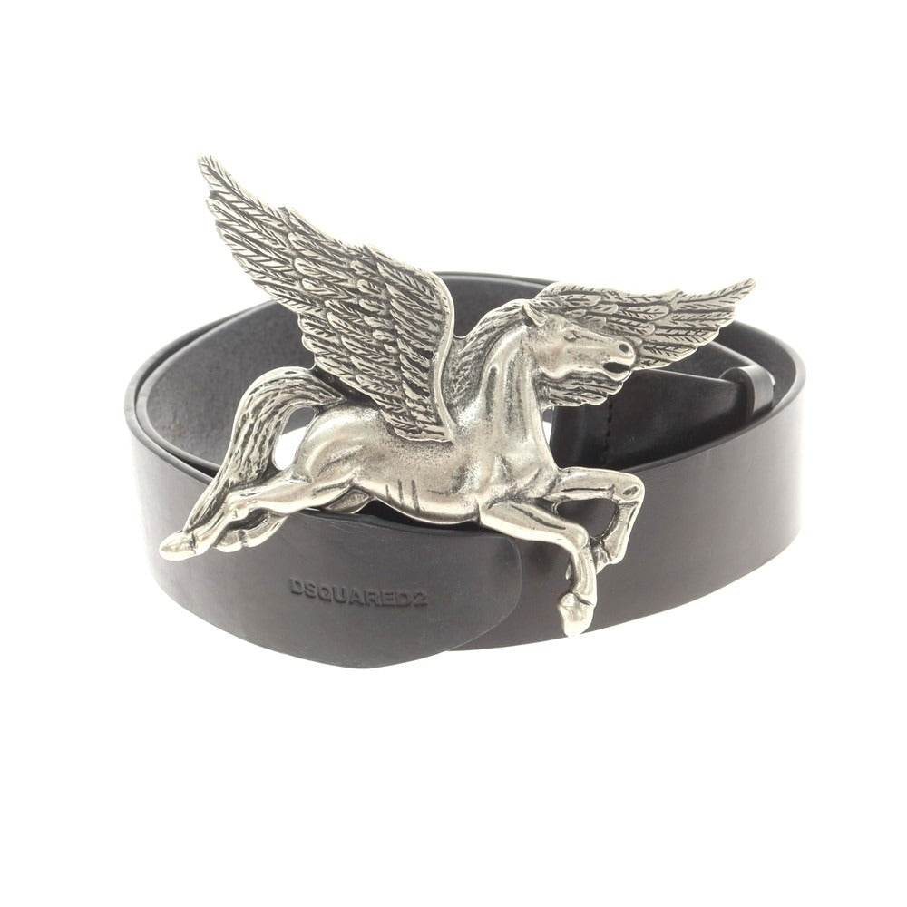 【新品】ディースクエアード DSQUARED2 ペガサスバックル ベルト ブラック【 85 】【 状態ランクN 】【 メンズ 】