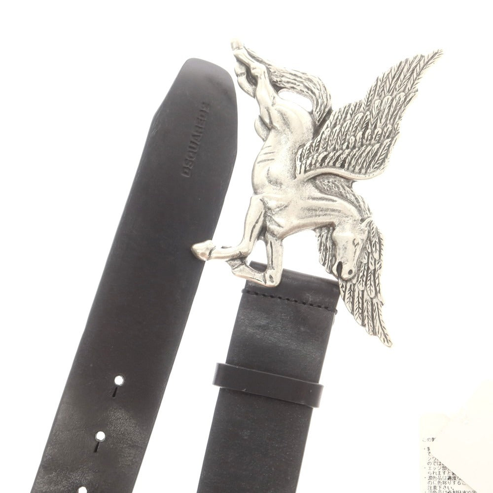 【新品】ディースクエアード DSQUARED2 ペガサスバックル ベルト ブラック【 85 】【 状態ランクN 】【 メンズ 】