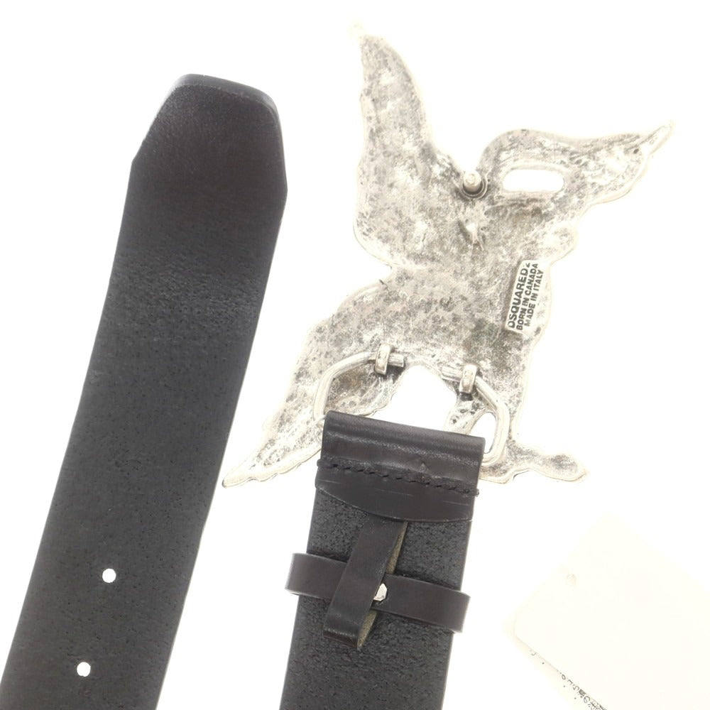 【新品】ディースクエアード DSQUARED2 ペガサスバックル ベルト ブラック【 85 】【 状態ランクN 】【 メンズ 】