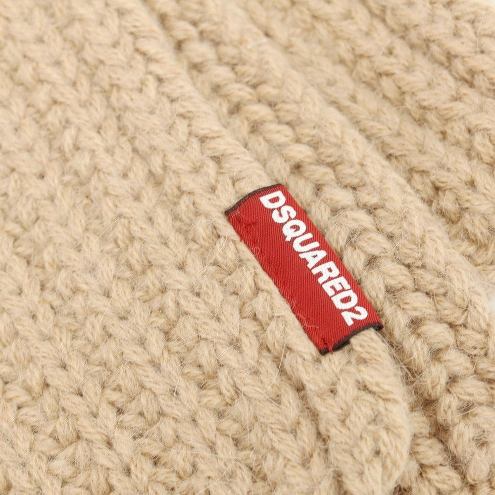 【新品】ディースクエアード DSQUARED2 ローゲージニット マフラー ベージュxネイビー【 状態ランクN 】【 メンズ 】