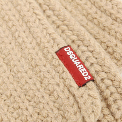 【新品】ディースクエアード DSQUARED2 ローゲージニット マフラー ベージュxネイビー【 状態ランクN 】【 メンズ 】