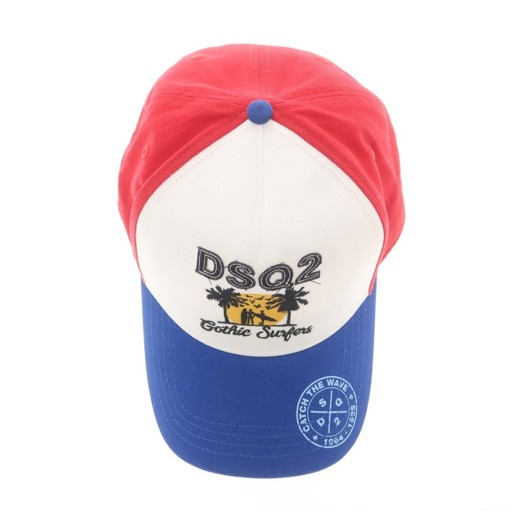 【新品】ディースクエアード DSQUARED2 コットン ベースボールキャップ レッドxホワイト【 UNI 】【 状態ランクN 】【 メンズ 】
