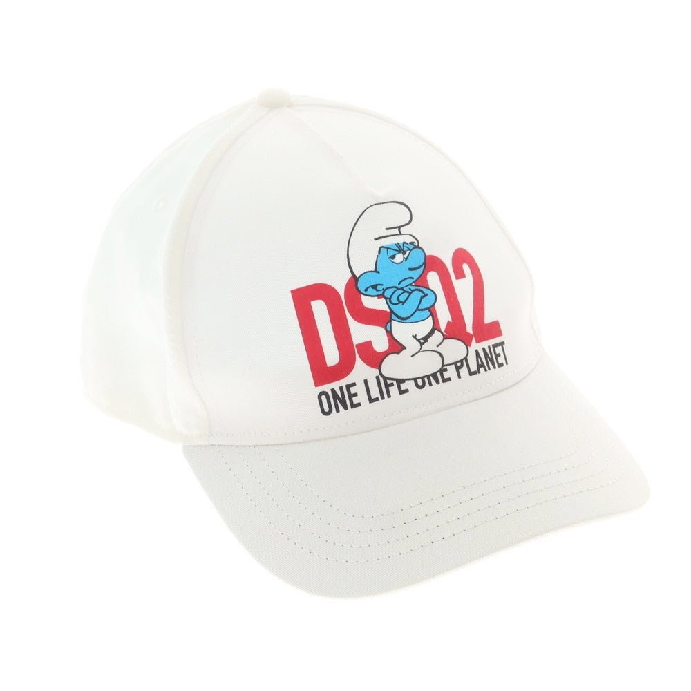 【新品アウトレット】ディースクエアード DSQUARED2 × SMURFS コットン ベースボールキャップ ホワイト【 UNI 】【 状態ランクN- 】【 メンズ 】