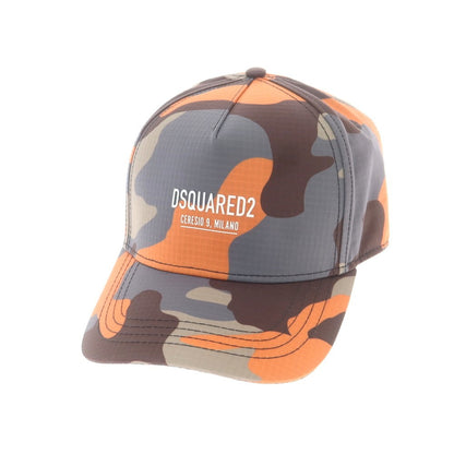 【新品】ディースクエアード DSQUARED2 ナイロン カモフラ ベースボールキャップ グレーxオレンジ【 UNI 】【 状態ランクN 】【 メンズ 】
