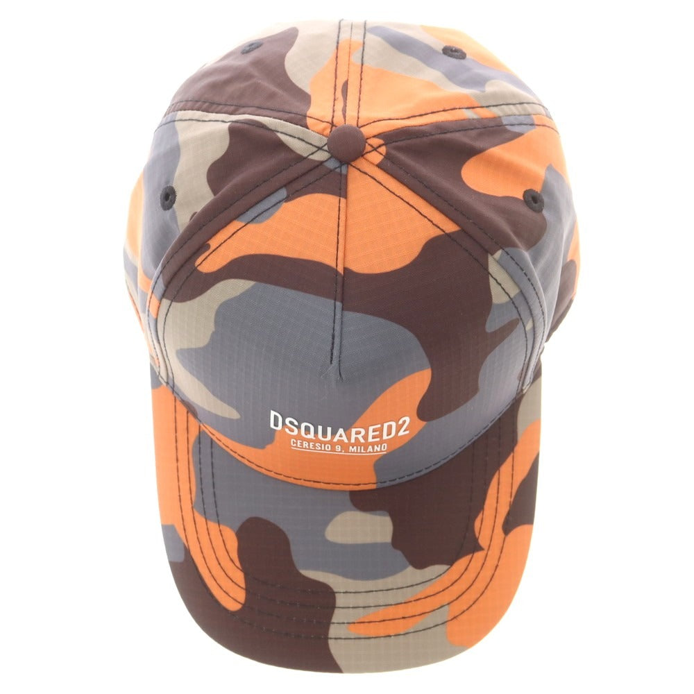 【新品】ディースクエアード DSQUARED2 ナイロン カモフラ ベースボールキャップ グレーxオレンジ【 UNI 】【 状態ランクN 】【 メンズ 】