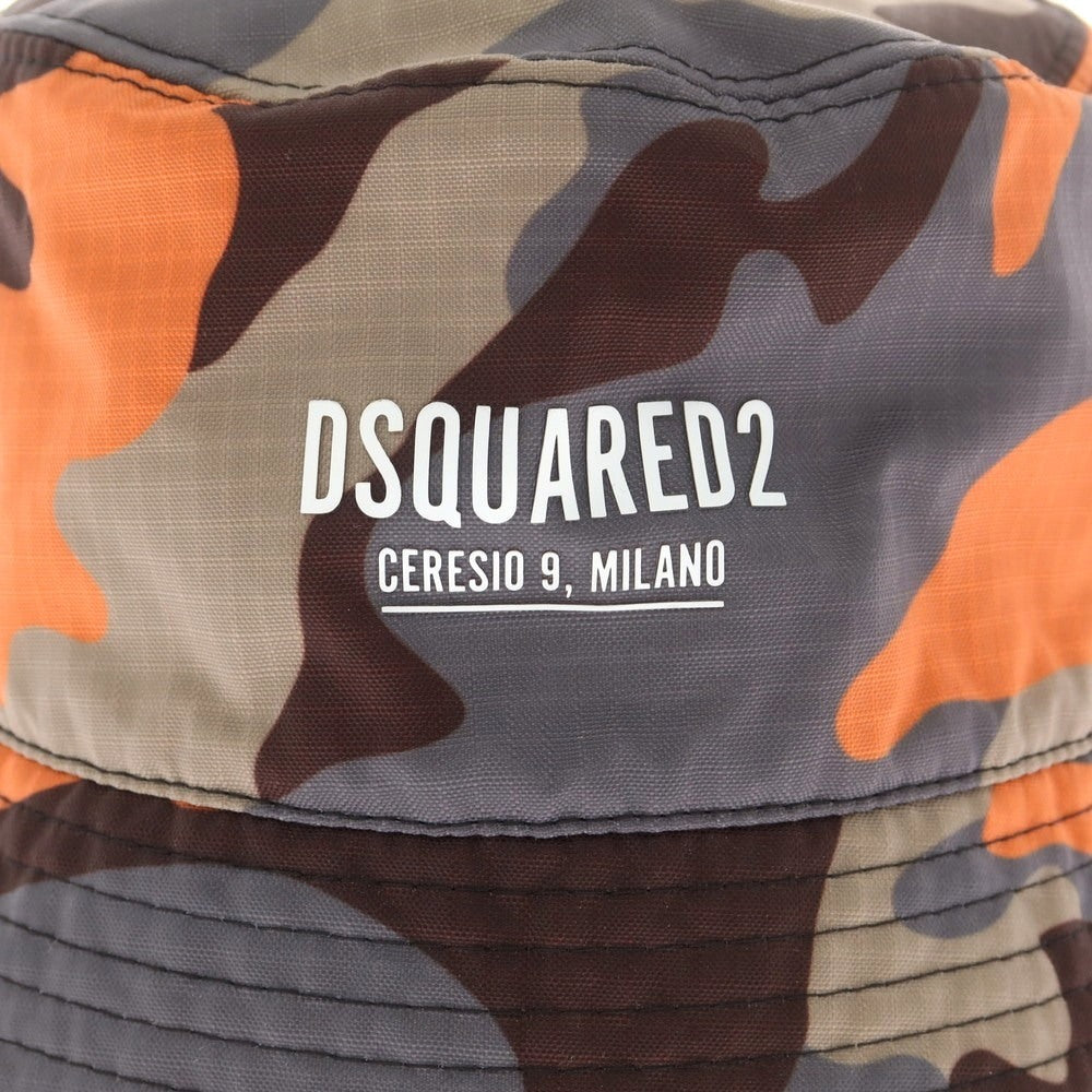 【新品】ディースクエアード DSQUARED2 ナイロン カモフラ バケットハット グレーxオレンジ【 M 】【 状態ランクN 】【 メンズ 】