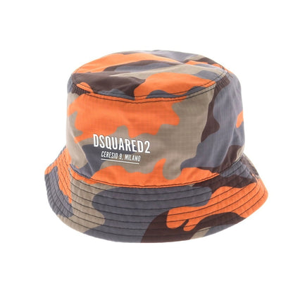 【新品】ディースクエアード DSQUARED2 ナイロン カモフラ バケットハット グレーxオレンジ【 M 】【 状態ランクN 】【 メンズ 】