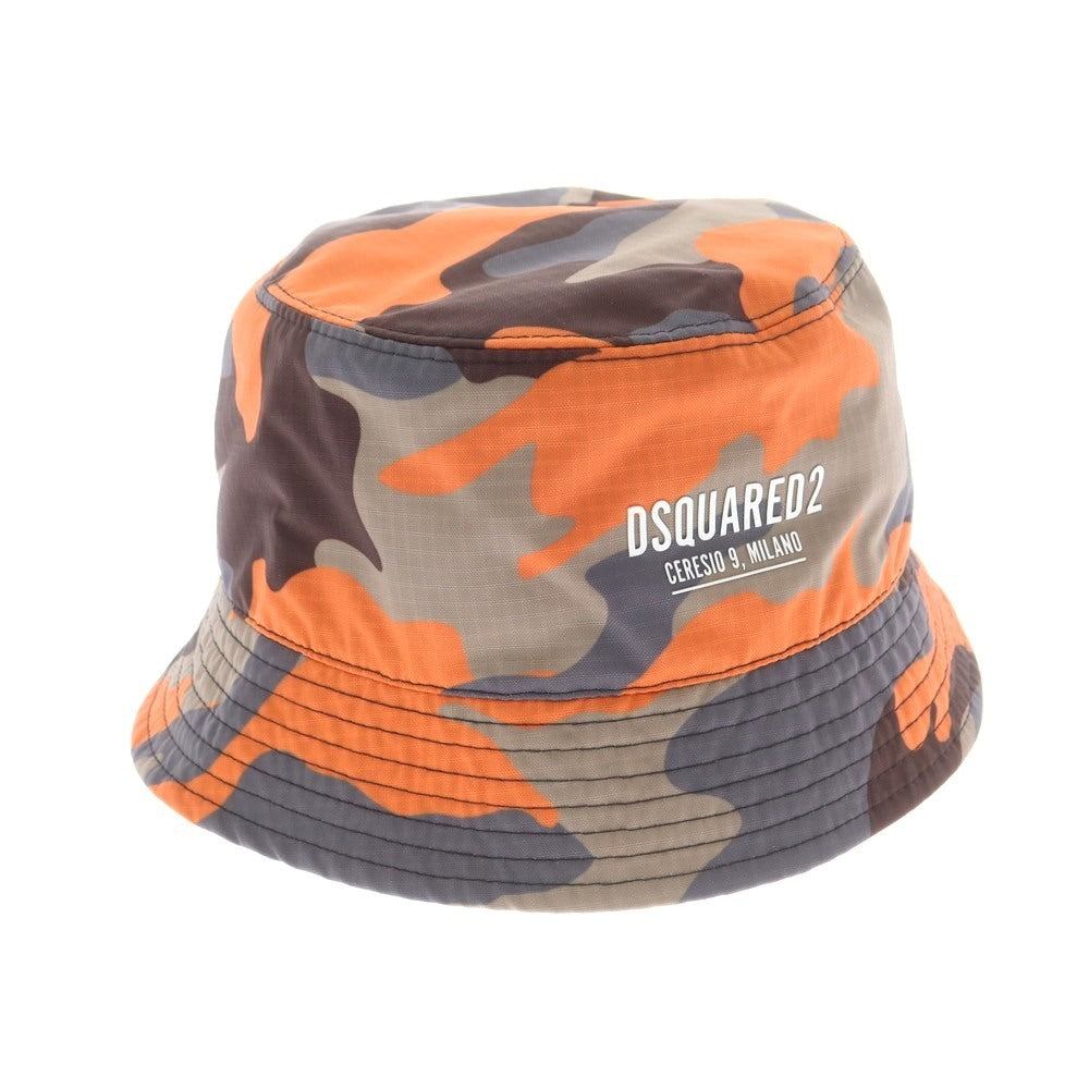 【新品】ディースクエアード DSQUARED2 ナイロン カモフラ バケットハット グレーxオレンジ【 サイズM 】【 状態ランクN 】【 メンズ 】 [BPD]