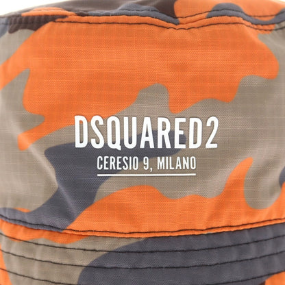 【新品】ディースクエアード DSQUARED2 ナイロン カモフラ バケットハット グレーxオレンジ【 M 】【 状態ランクN 】【 メンズ 】