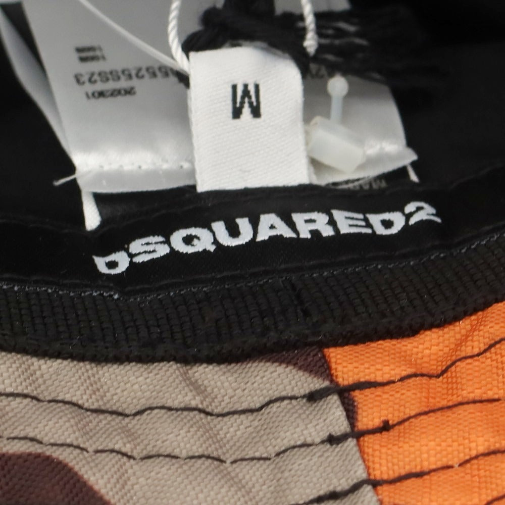 【新品】ディースクエアード DSQUARED2 ナイロン カモフラ バケットハット グレーxオレンジ【 M 】【 状態ランクN 】【 メンズ 】