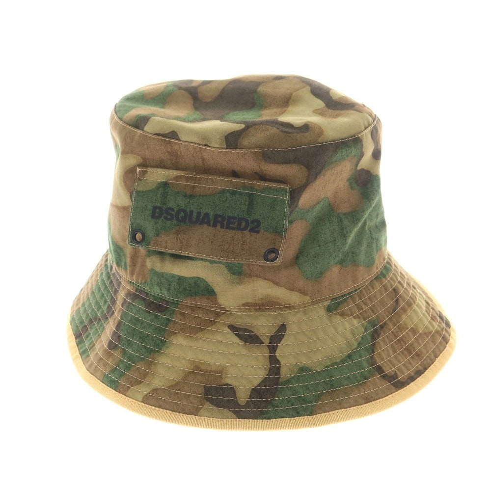 【新品】ディースクエアード DSQUARED2 コットン カモフラ バケットハット カーキ系【 L 】【 状態ランクN 】【 メンズ 】