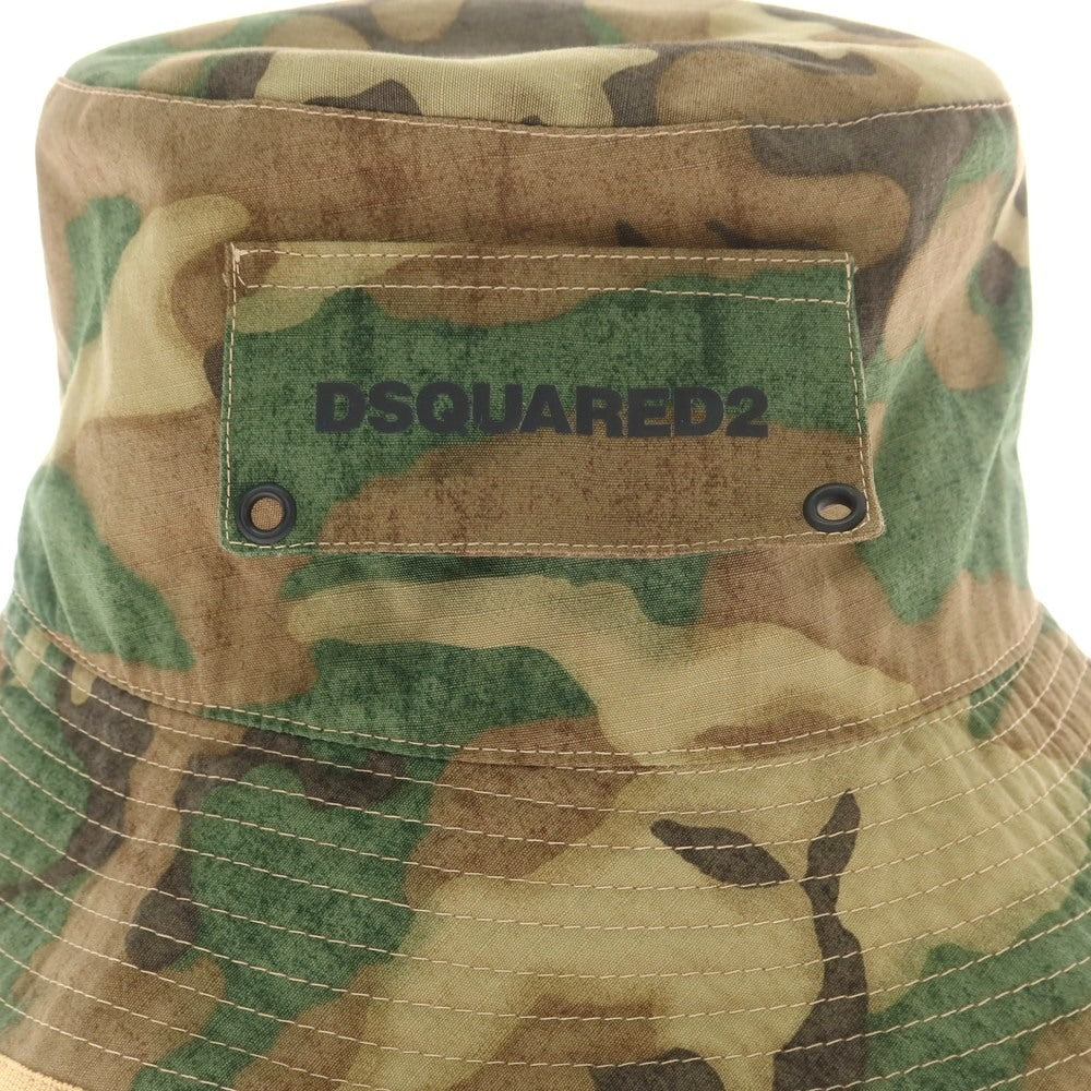 【新品】ディースクエアード DSQUARED2 コットン カモフラ バケットハット カーキ系【サイズL】【 状態ランクN 】【 メンズ 】 [CPD]