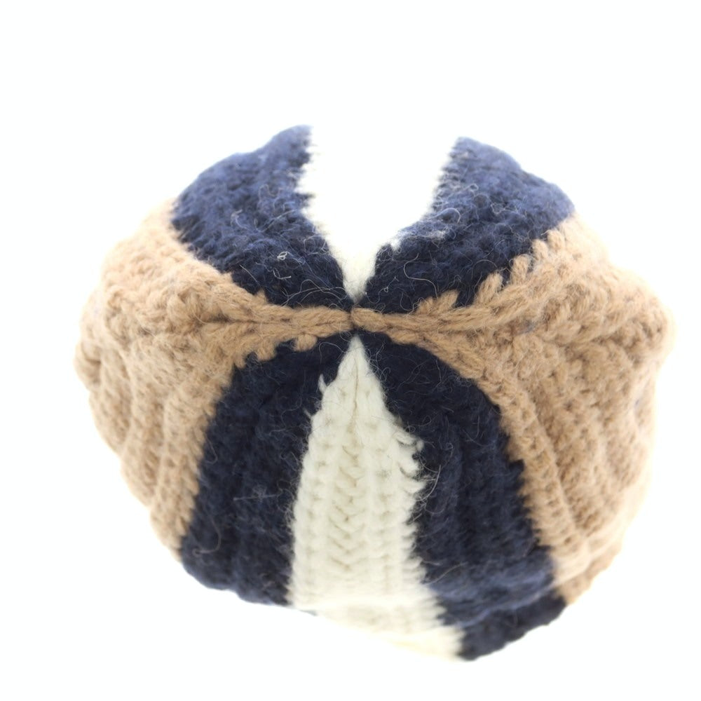 【新品】ディースクエアード DSQUARED2 アクリルアルパカウール ビーニー ニットキャップ ベージュxネイビー【 UNI 】【 状態ランクN 】【 メンズ 】