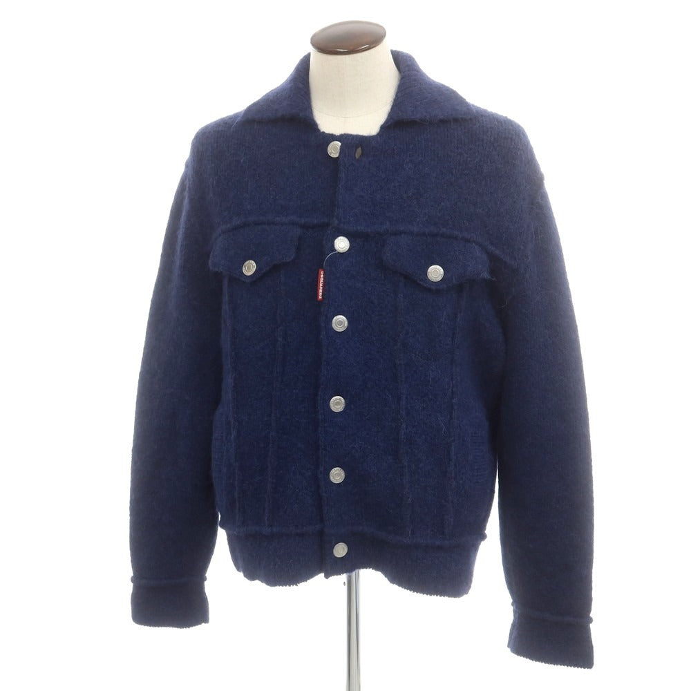【新品】ディースクエアード DSQUARED2 ウールアルパカ ニットブルゾン ライトネイビー【サイズL】【 状態ランクN 】【 メンズ 】 [DPD]