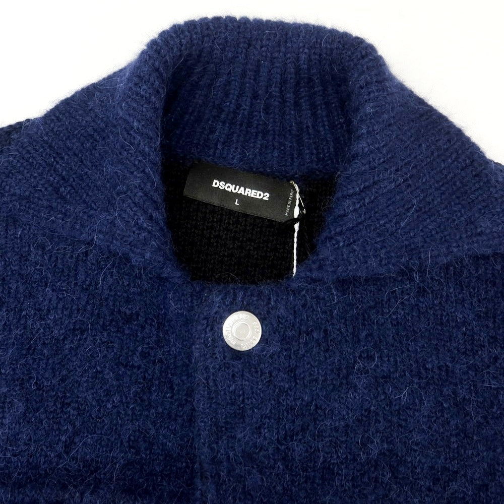 【新品】ディースクエアード DSQUARED2 ウールアルパカ ニットブルゾン ライトネイビー【サイズL】【 状態ランクN 】【 メンズ 】 [DPD]