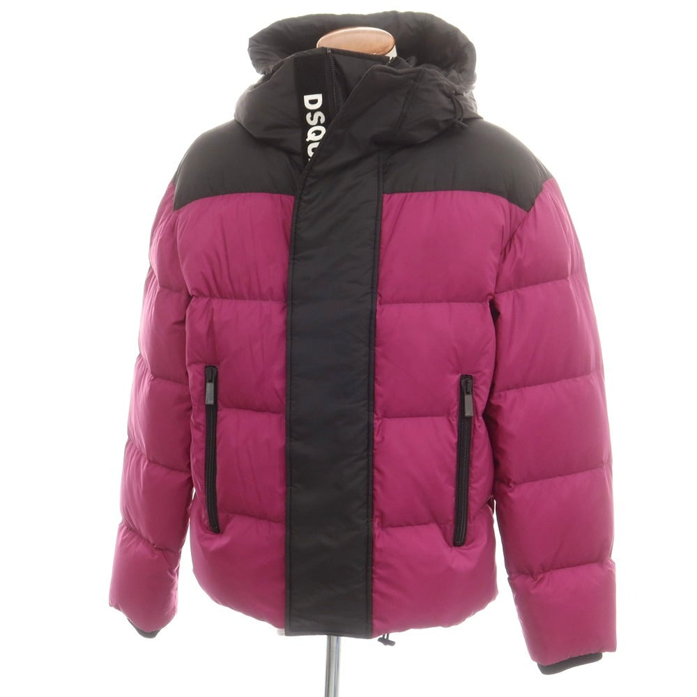 【新品アウトレット】ディースクエアード DSQUARED2 ポリエステル ダウンジャケット ピンクパープルxブラック【 48 】【 状態ランクN- 】【 メンズ 】